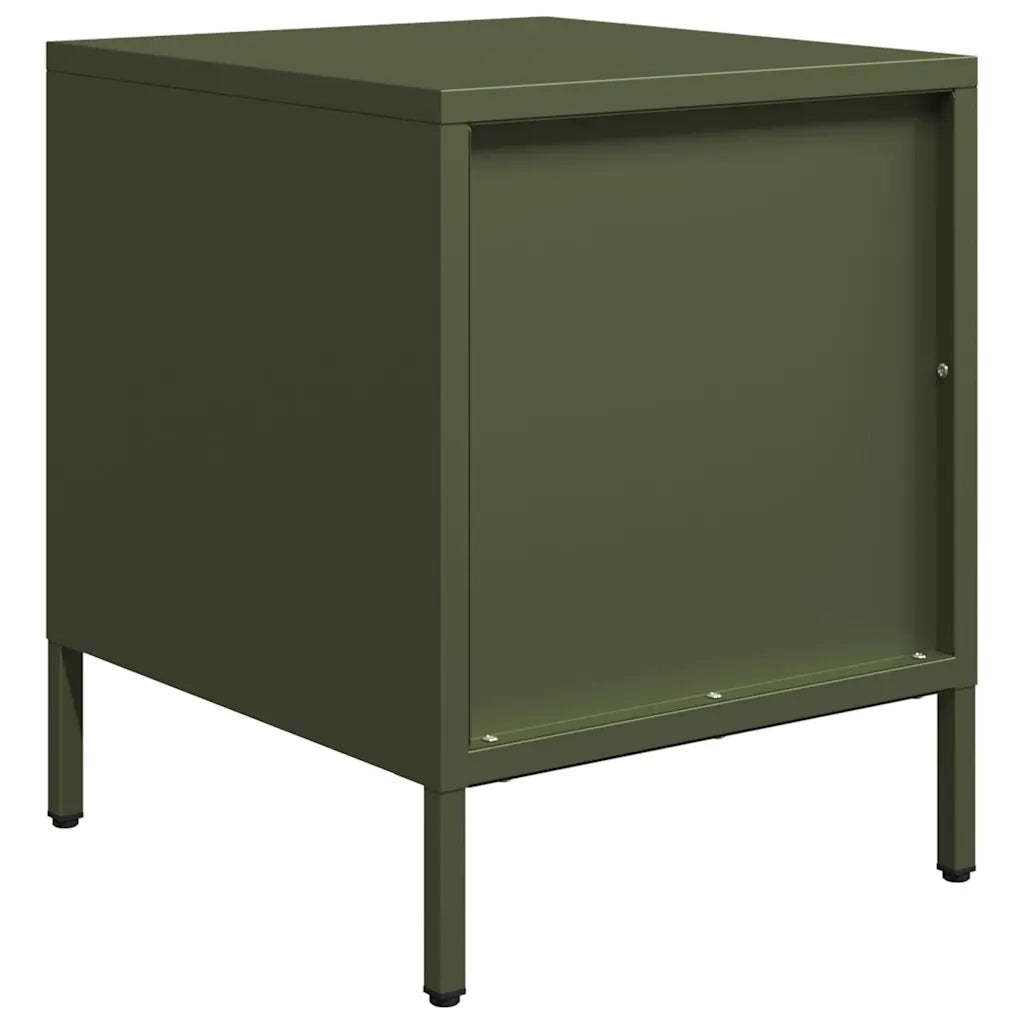 vidaXL Comodini 2 pz Verde Oliva 35x39x43,5 cm in Acciaio