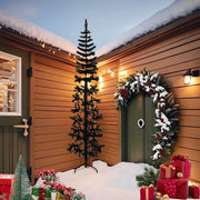 Albero Natale Artificiale Sottile a Metà e Supporto Nero 240 cm 344578