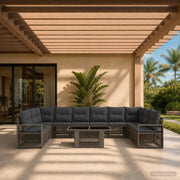 Set Divano da Giardino 11 pz Grigio e Grigio Scuro polyrattan 3437147