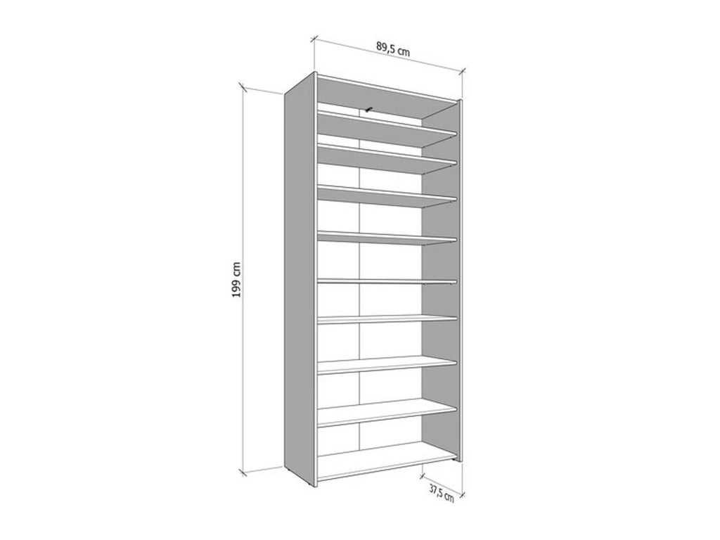 Mobile Portascarpe Trabia, Scarpiera 8 Ripiani, 89.5x37.5x199h cm Bianco