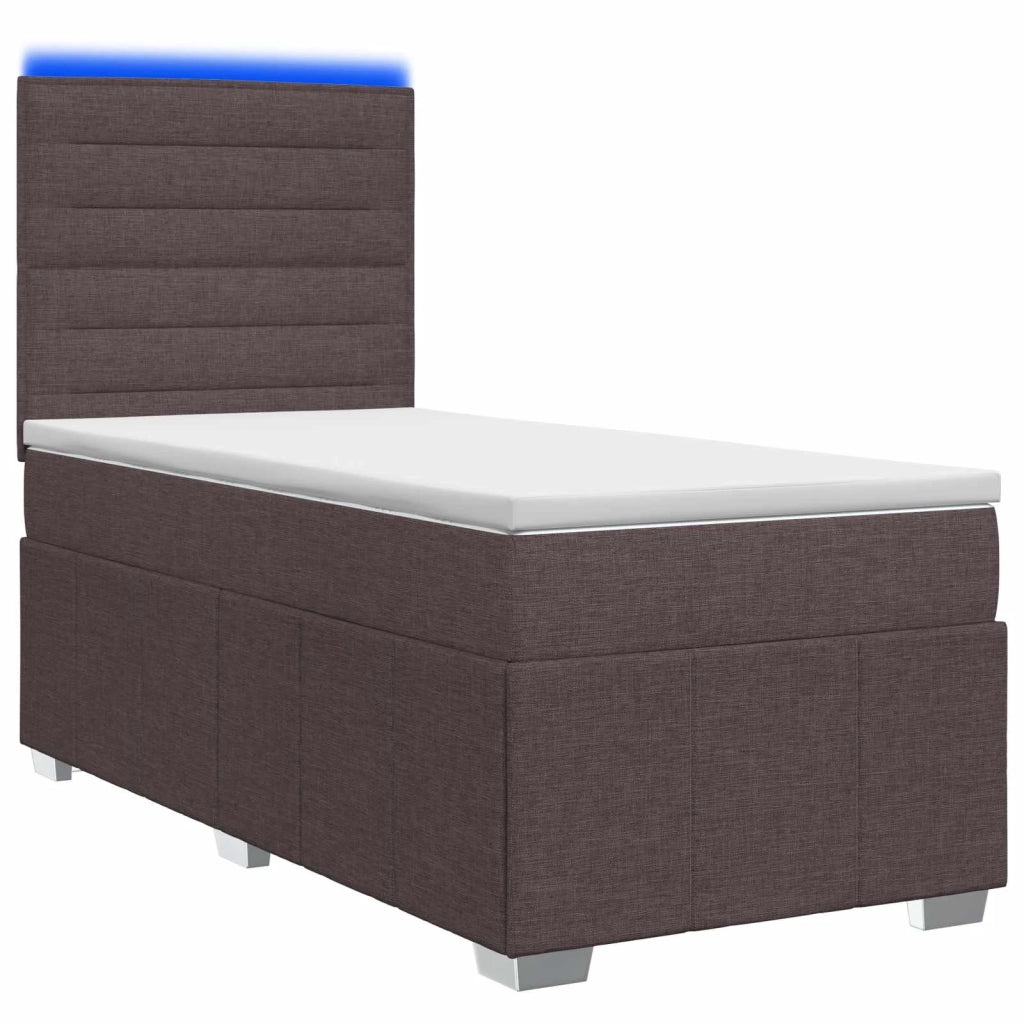 Letto Box Spring LED con Materasso Marrone Scuro 100 x 200 cm 3455531