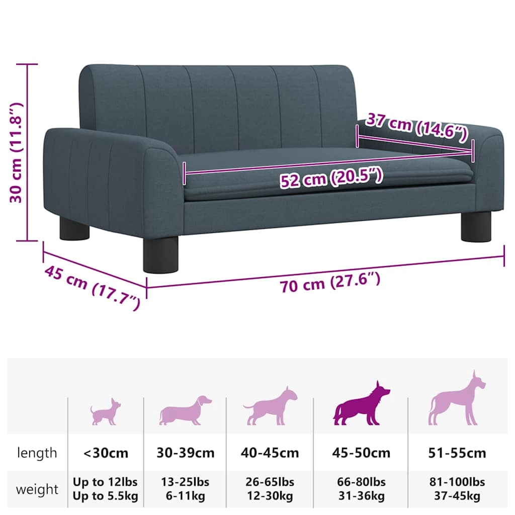 Cuccia per cani comoda cesta da divano tessuto grigio scuro 70 x 45 x 30 cm 02_0043170