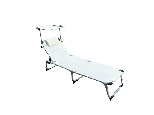 LETTINO PRENDISOLE PIEGHEVOLE DA GIARDINO CON TETTUCCIO BIANCO MYKONOS 187X57X30