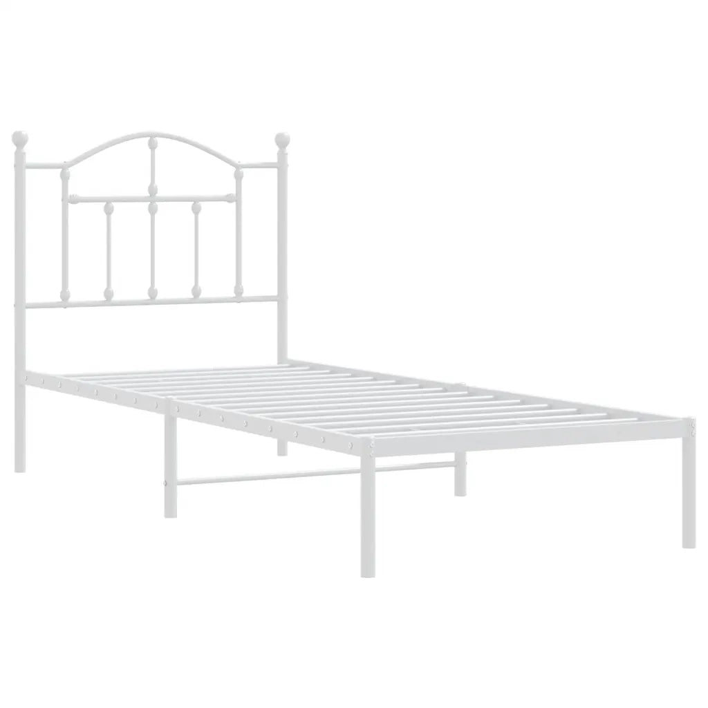 Giroletto con Testiera-Struttura Letto con testiera Metallo Bianco 90x190 cm 152427
