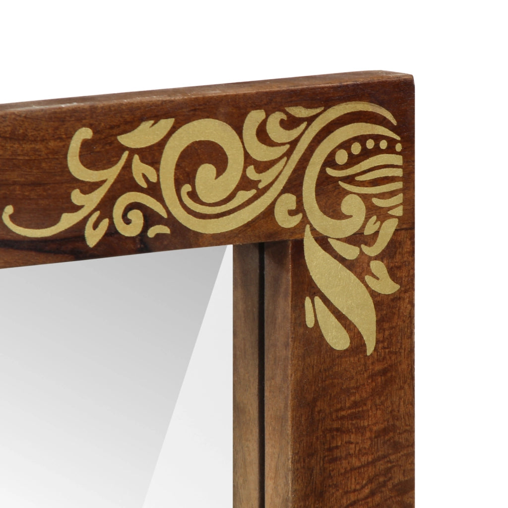 Specchio da bagno 50x70x3 cm in legno massello di mango