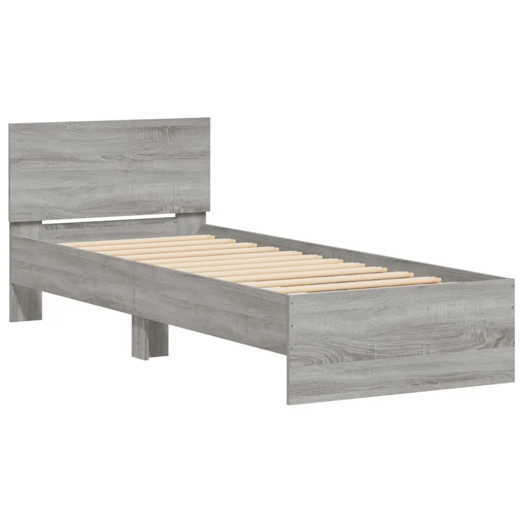 Giroletto con Testiera Grigio Sonoma 90x200cm Legno Multistrato 838629