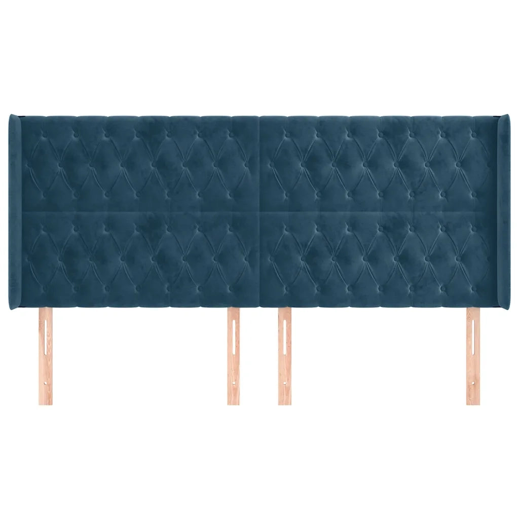 Testiera ad Orecchio Blu Scuro 203x23x118/128 cm in Vellutocod mxl 121668