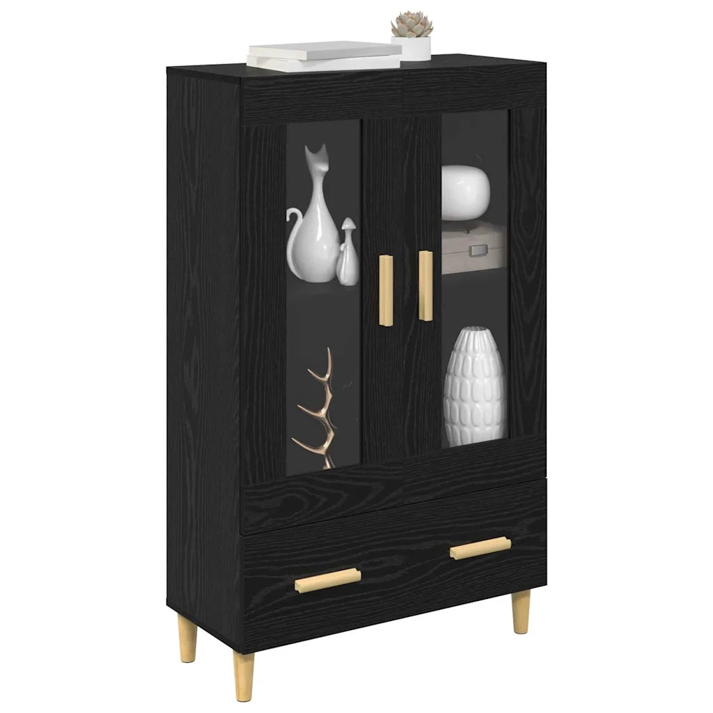 Credenza | Madia | Buffet da pranzo | Armadio da pranzo Rovere Nero 70 x 31 x 115 cm Legno multistrato