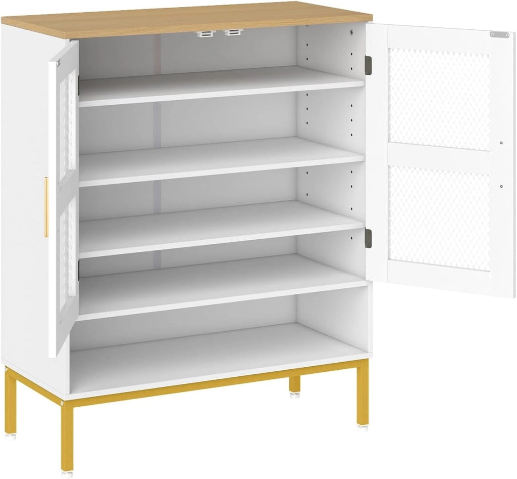 Scarpiera a 7 livelli, scarpiera con ripiani regolabili, scarpiera autoportante con ventilazione, cassettiera per ingresso e corridoio (bianco, 80 x 37 x 106 cm)