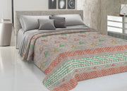 Copriletto Piquet In 100% Cotone Disegno 80's Style Colore Arancio - Piazza e Mezza - Arancio