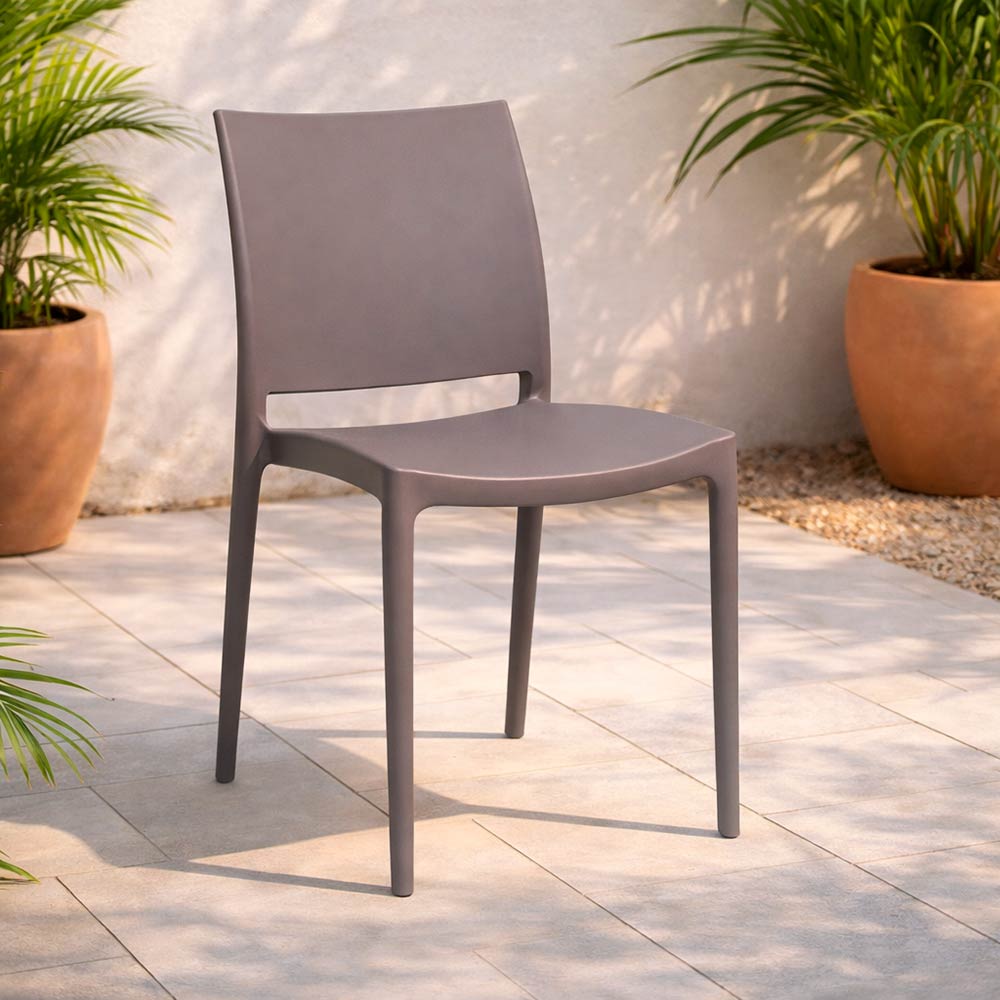 Sedia da sala da pranzo Altea in plastica grigio tortora chiaro modello comfort