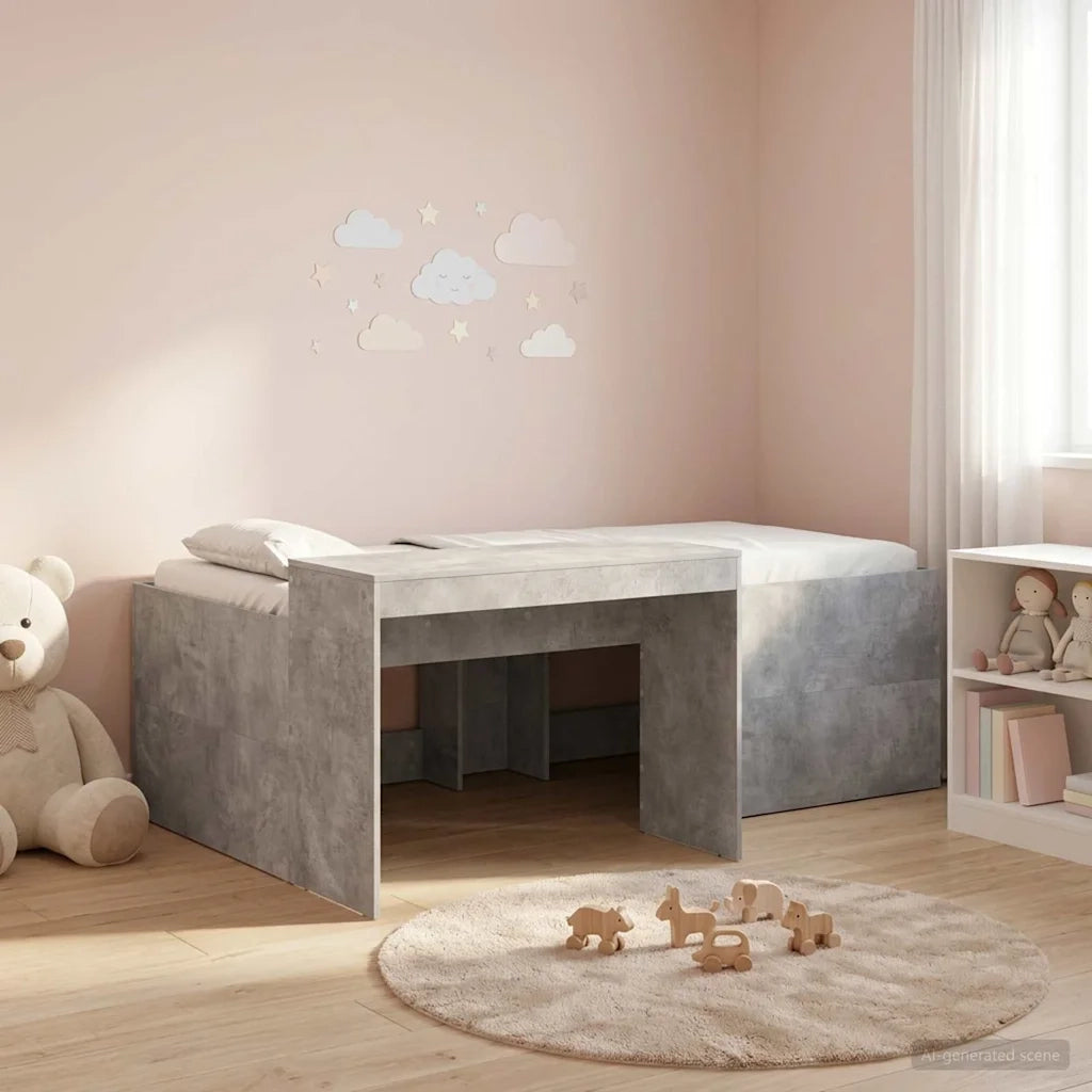 Letto alto per bambini con scrivania Grigio Cemento 75 x 190 cm 3422686