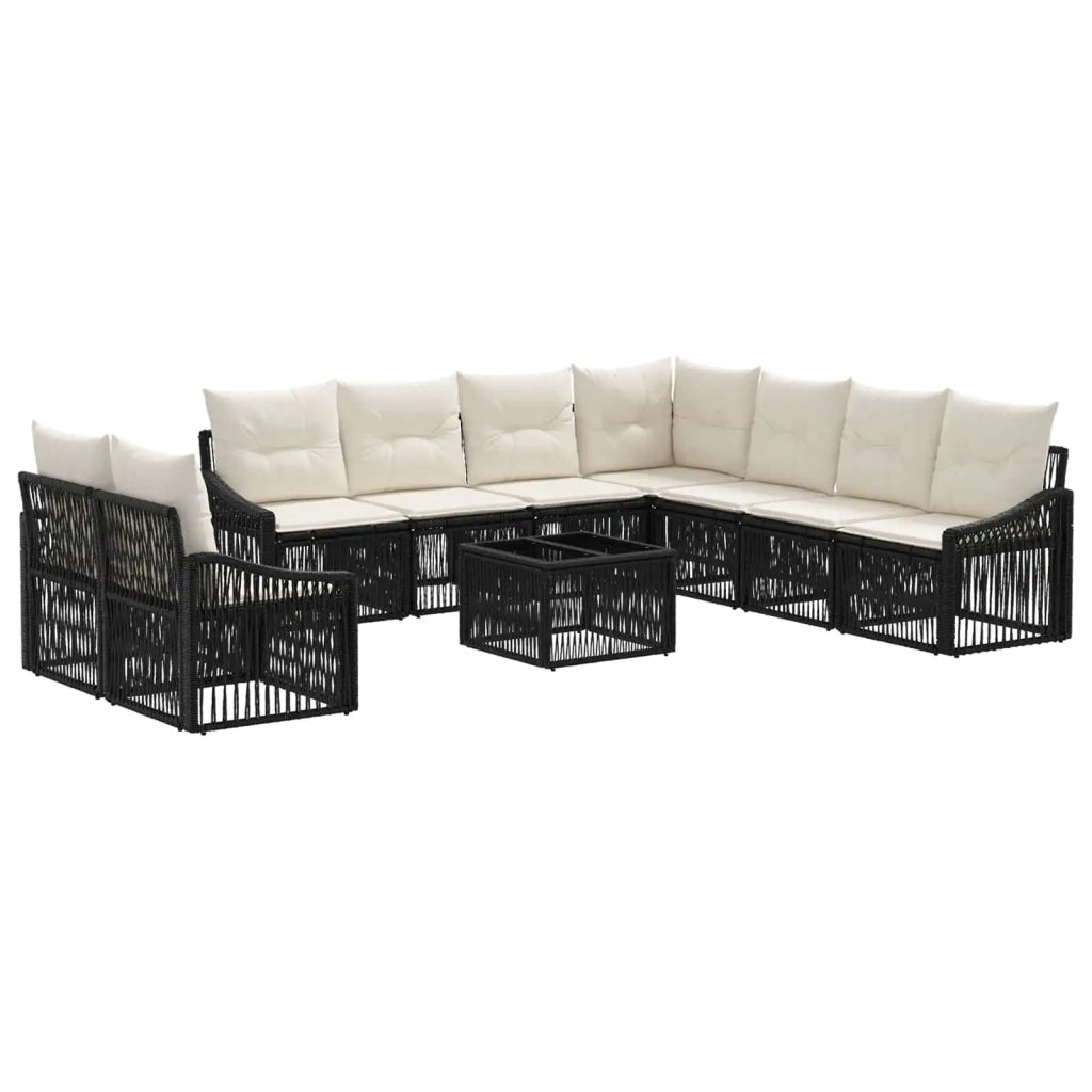 Set Divano da Giardino 10 pcs Nero polyrattan 3436048