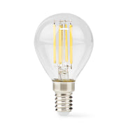 Lampadina LED E14 stile retrò G45 a risparmio energetico da 4,5W Trasparente Nedis