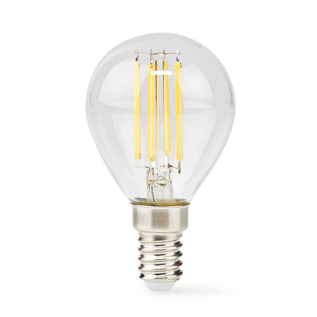 Lampadina LED E14 stile retrò G45 a risparmio energetico da 4,5W Trasparente Nedis