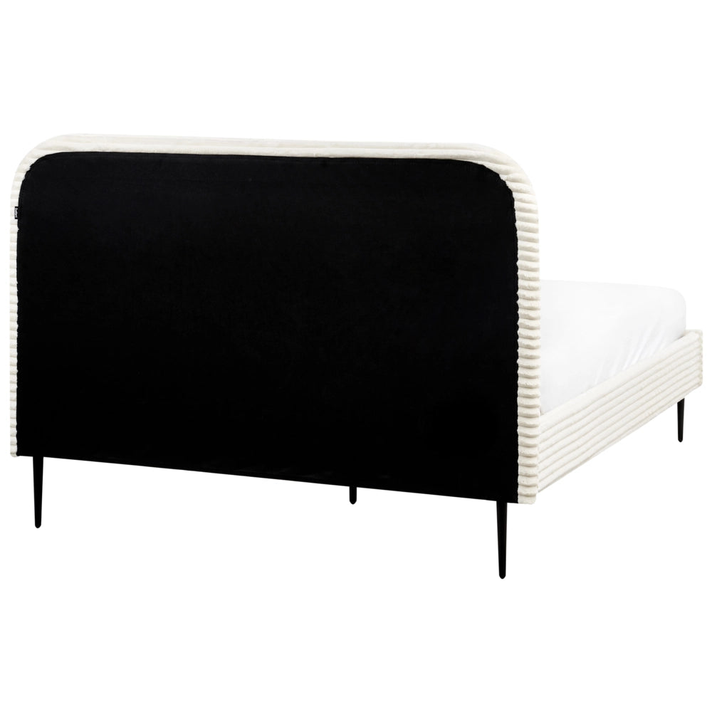 Letto bianco sporco velluto a coste testiera con rete a doghe 140 x 200 cm design minimalista