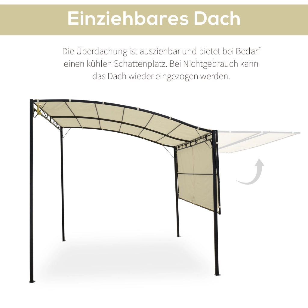 PAVILION da giardino 300x250 cm in acciaio bianco crema con tetto pieghevole