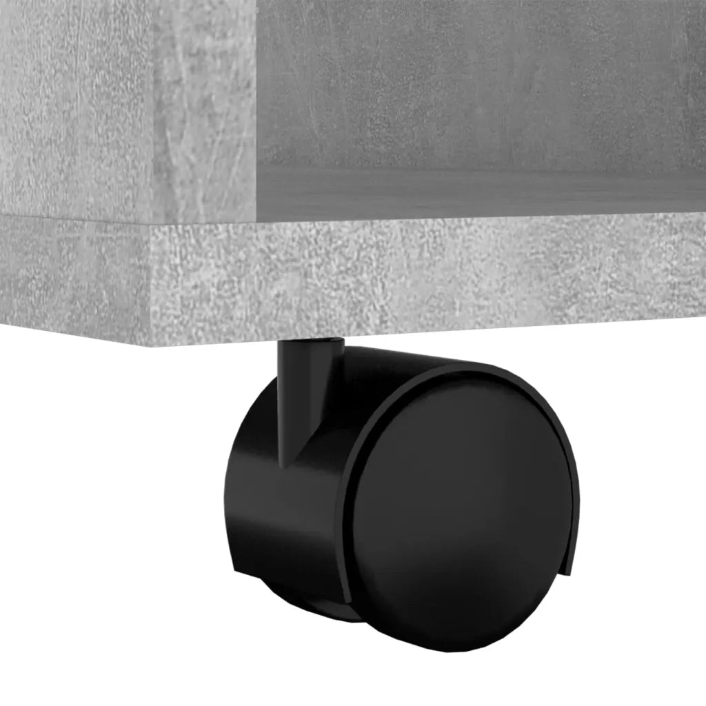 Mobiletto con Ruote Grigio Cemento 60x35x75cm Legno Multistrato 808453