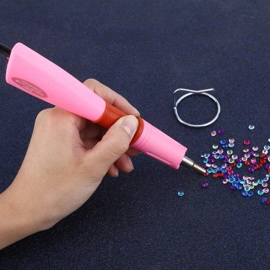 Applicatore Hotfix 1 pezzo 7 punte applicatore calore rapido pennello decorativo strumento DIY riparazione 110-240 V (rosa)