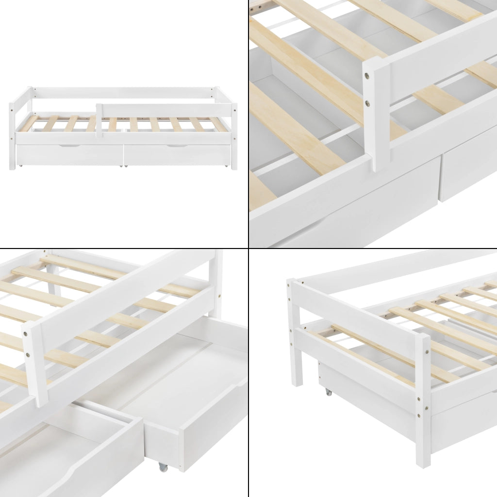 Struttura Letto Borgarnes per Bambini Ragazzi 200 x 90 cm in Legno di Pino - Bianco [en.casa]