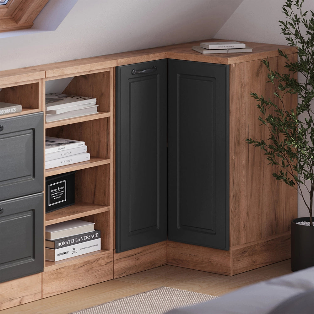 Mobile sottotetto Mobile angolare Rion Antracite rustico/Rovere dorato 75.6 x 83.8 cm con 1 porta Vicco