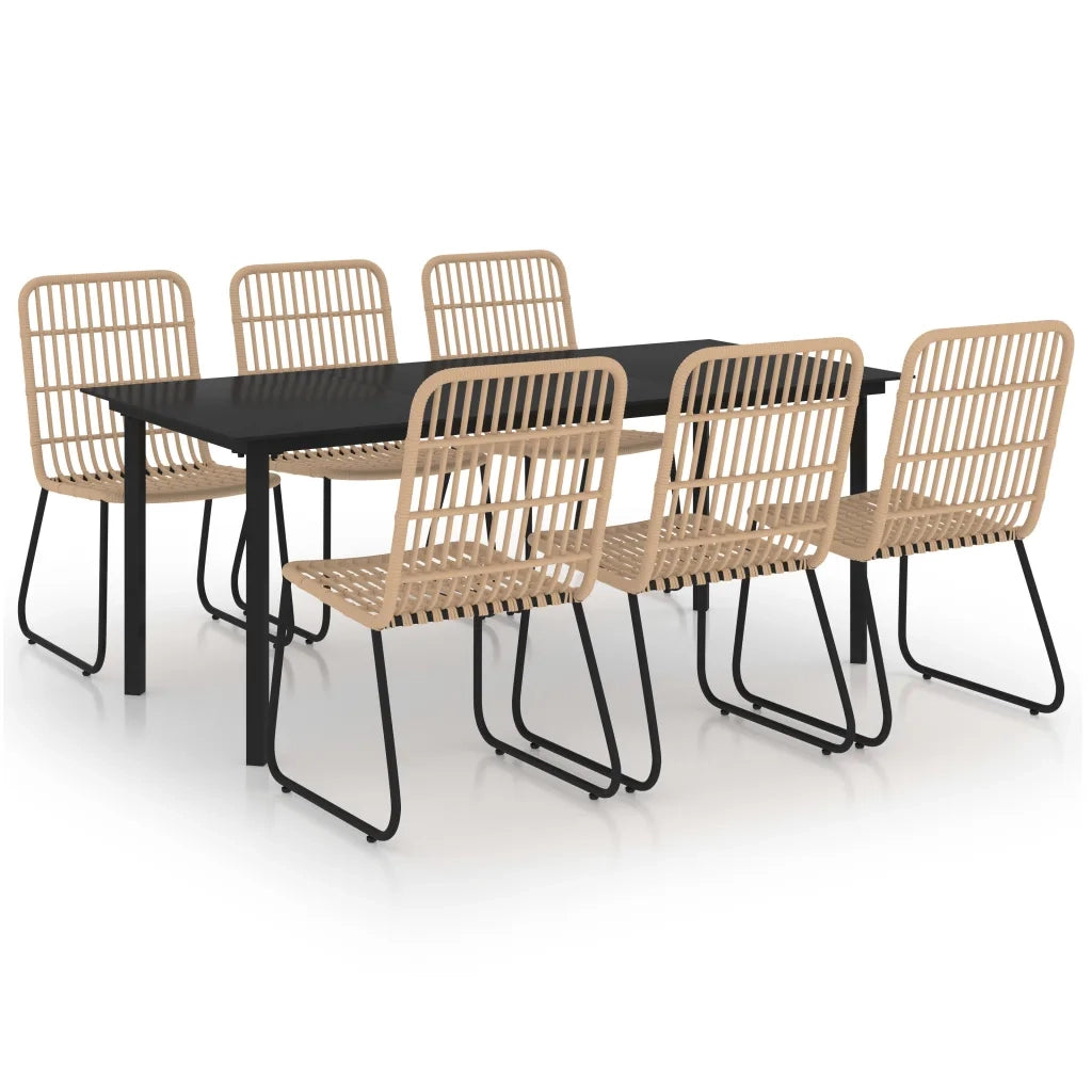 Set da Pranzo da Giardino 7 pz in Polyrattan e Vetro 3060241