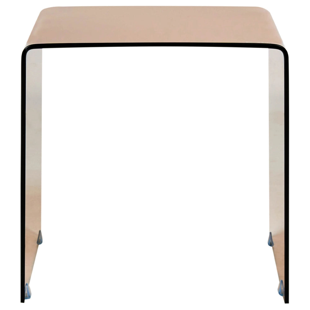 Set di 2 Tavolini Rettangolari a Nido in Vetro marrone stile Minimalista soggiorno