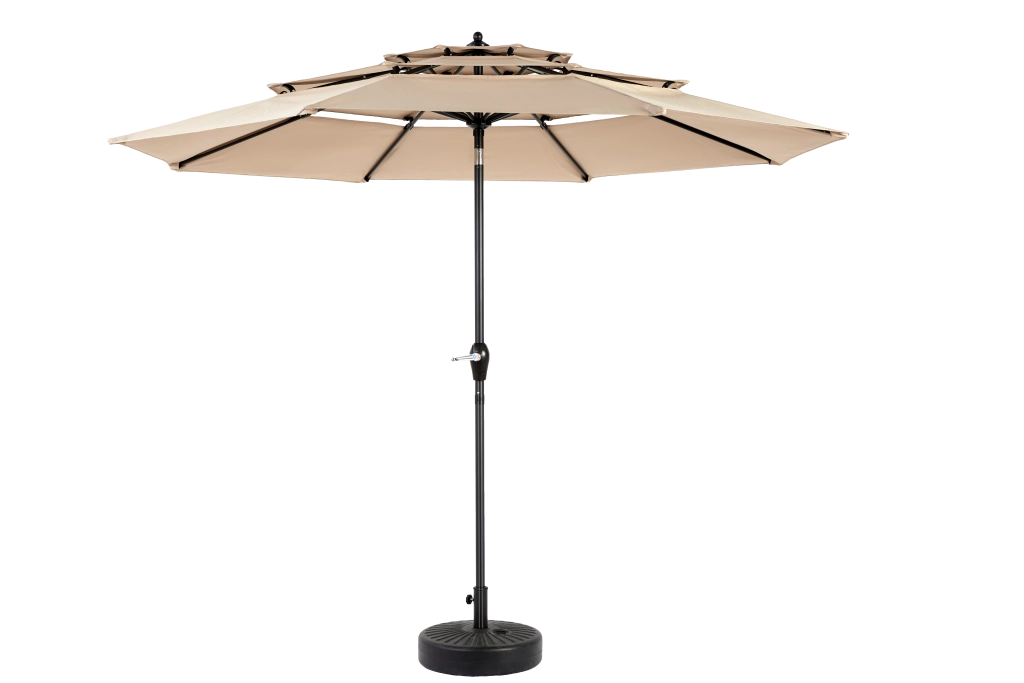 OMBRELLONE 10FT a 3 livelli con inclinazione automatica, kaki, in alluminio