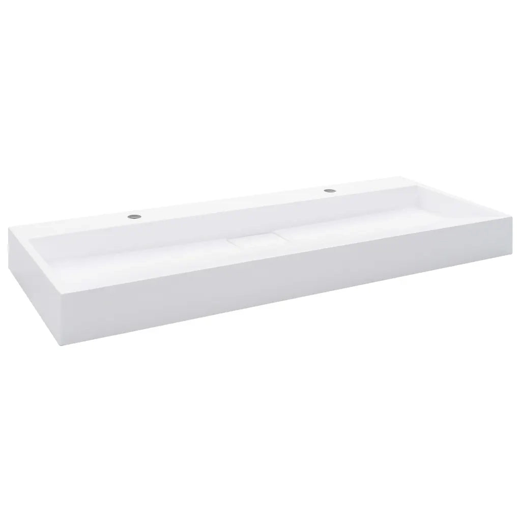 Lavandino 120x46x11 cm Blocco in Marmo/Minerale Bianco 144068