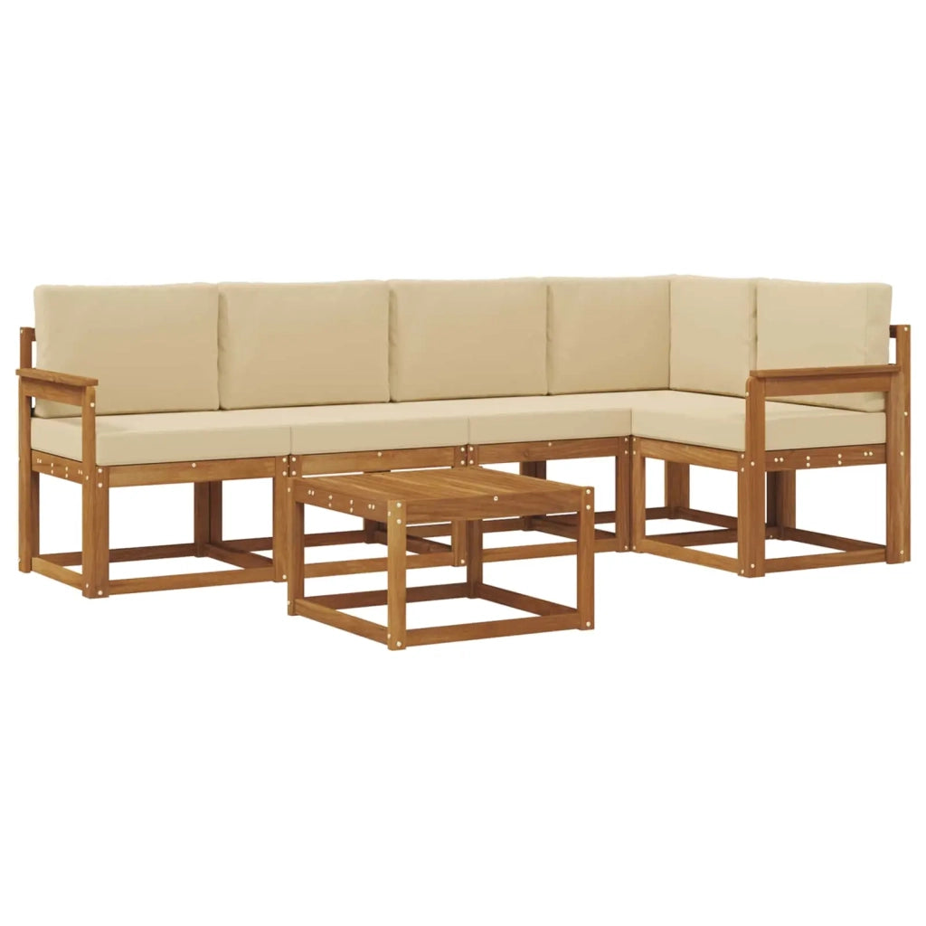 Set di divani da esterno con cuscino 6 pcs Naturale e Beige