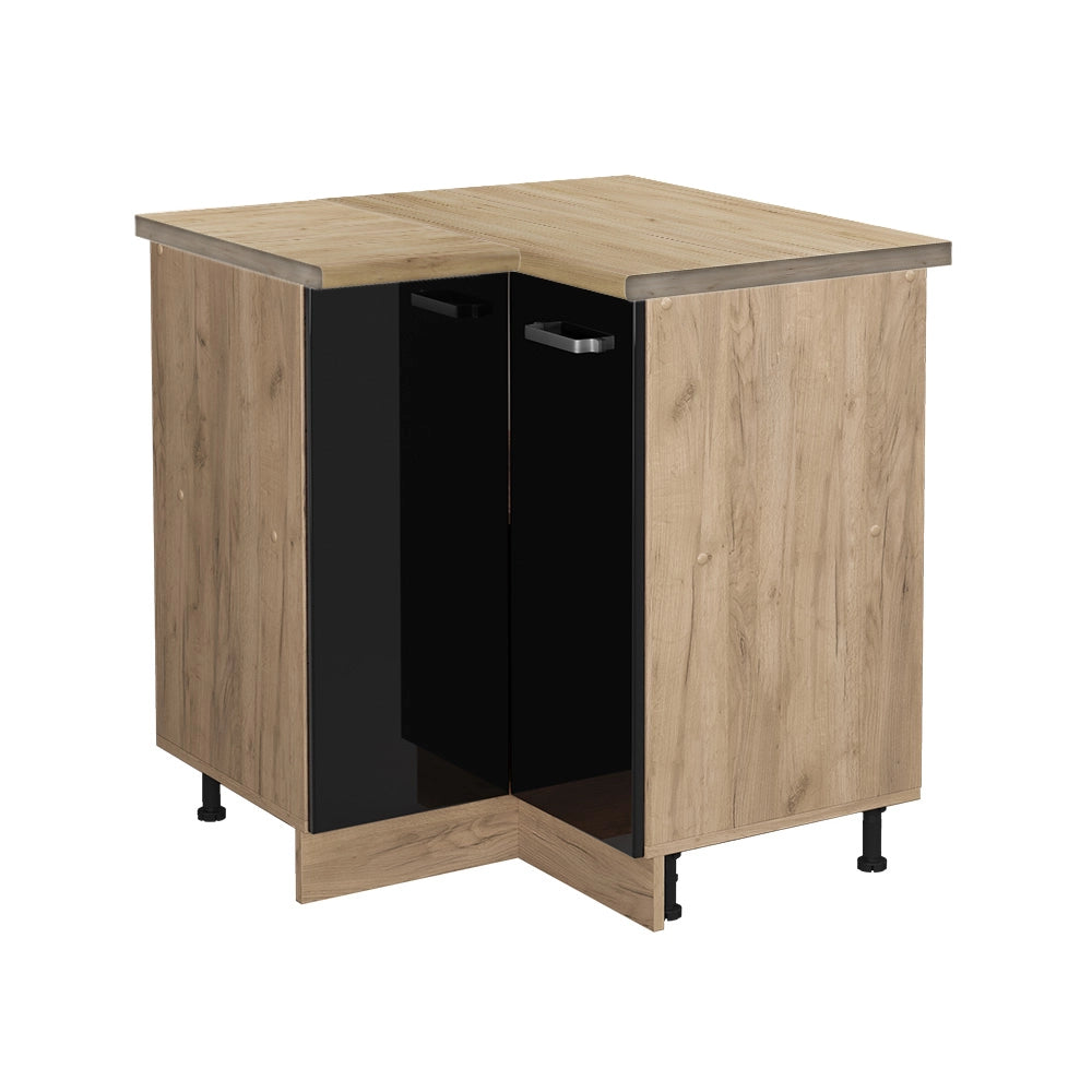 Vicco Mobile ad angolo cucina Nero lucido 75.6 cm , PL Rovere