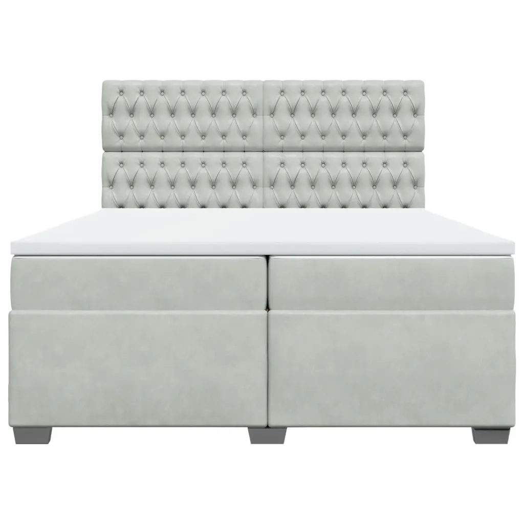 Giroletto a Molle con Materasso Grigio Chiaro 200x200cm Velluto 3291008