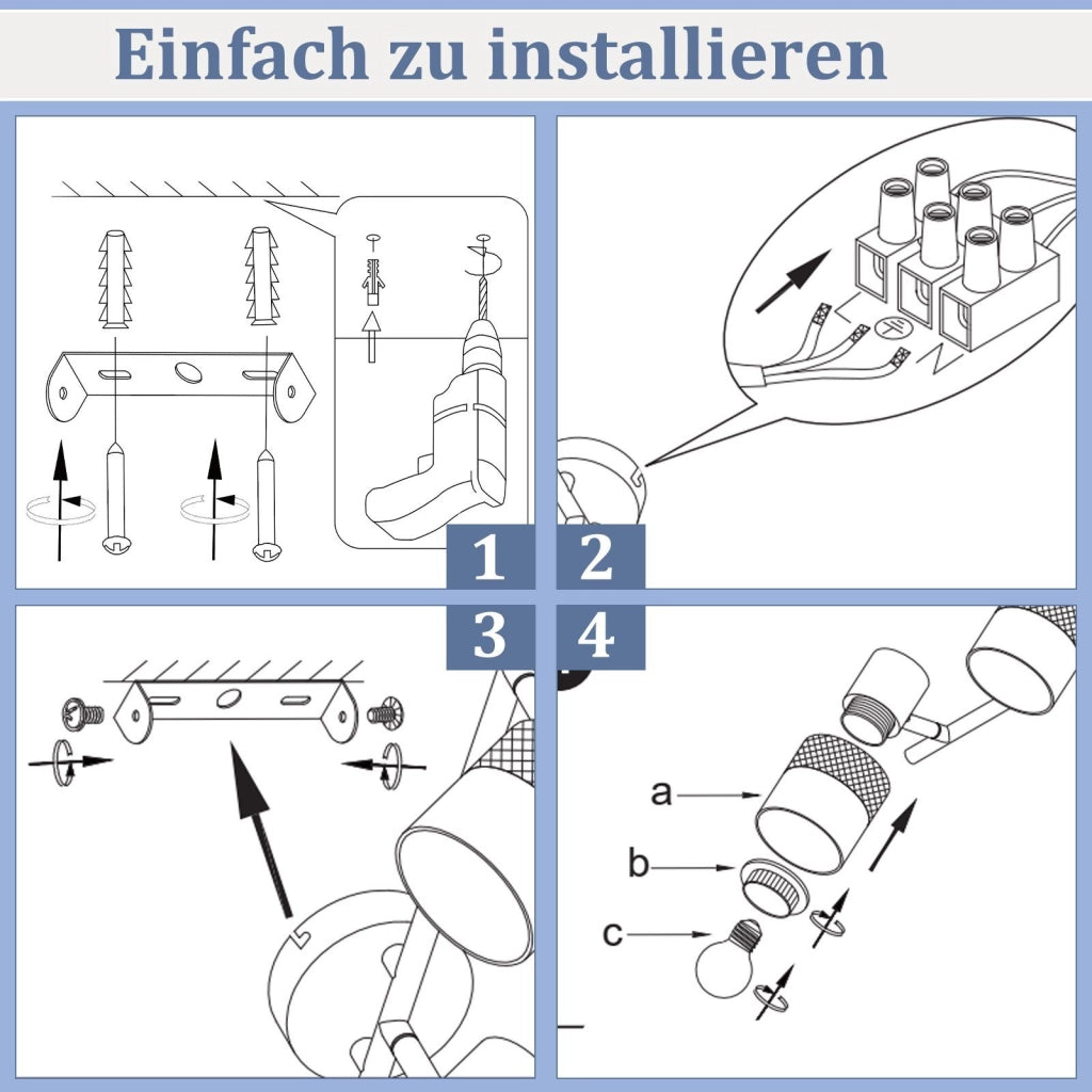 ZMH Faretto da soffitto neri 2 luci E27 metallo retrò 330° paralume tessuto dorato max 25W per corridoio