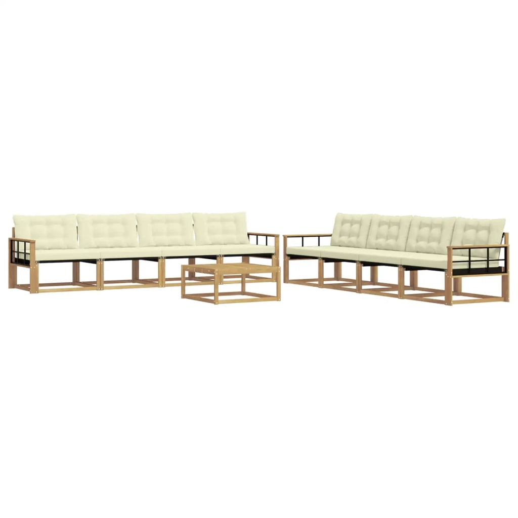 Set di divani da esterno 9 pz Bianco e Crema 3388544
