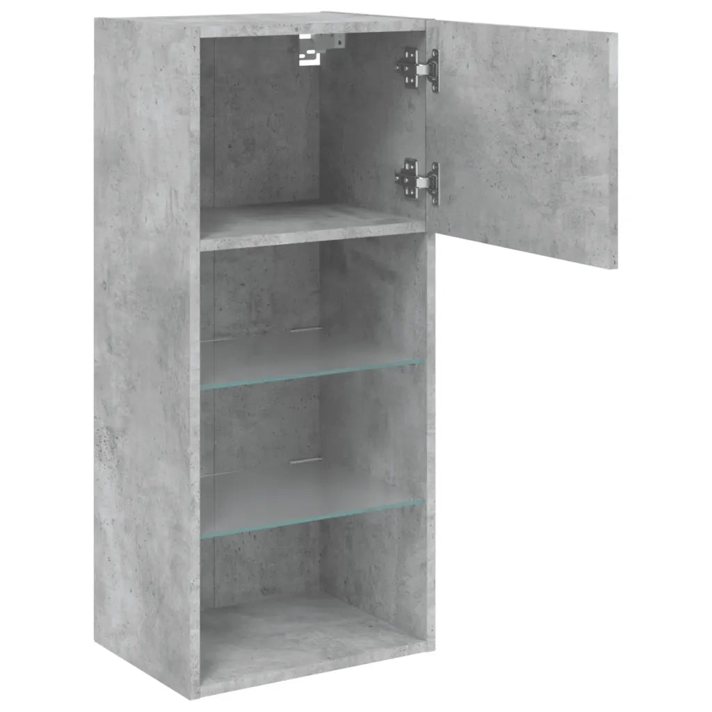 vidaXL Mobili TV con Luci LED 2pz Grigio Cemento 40,5x30x90 cm