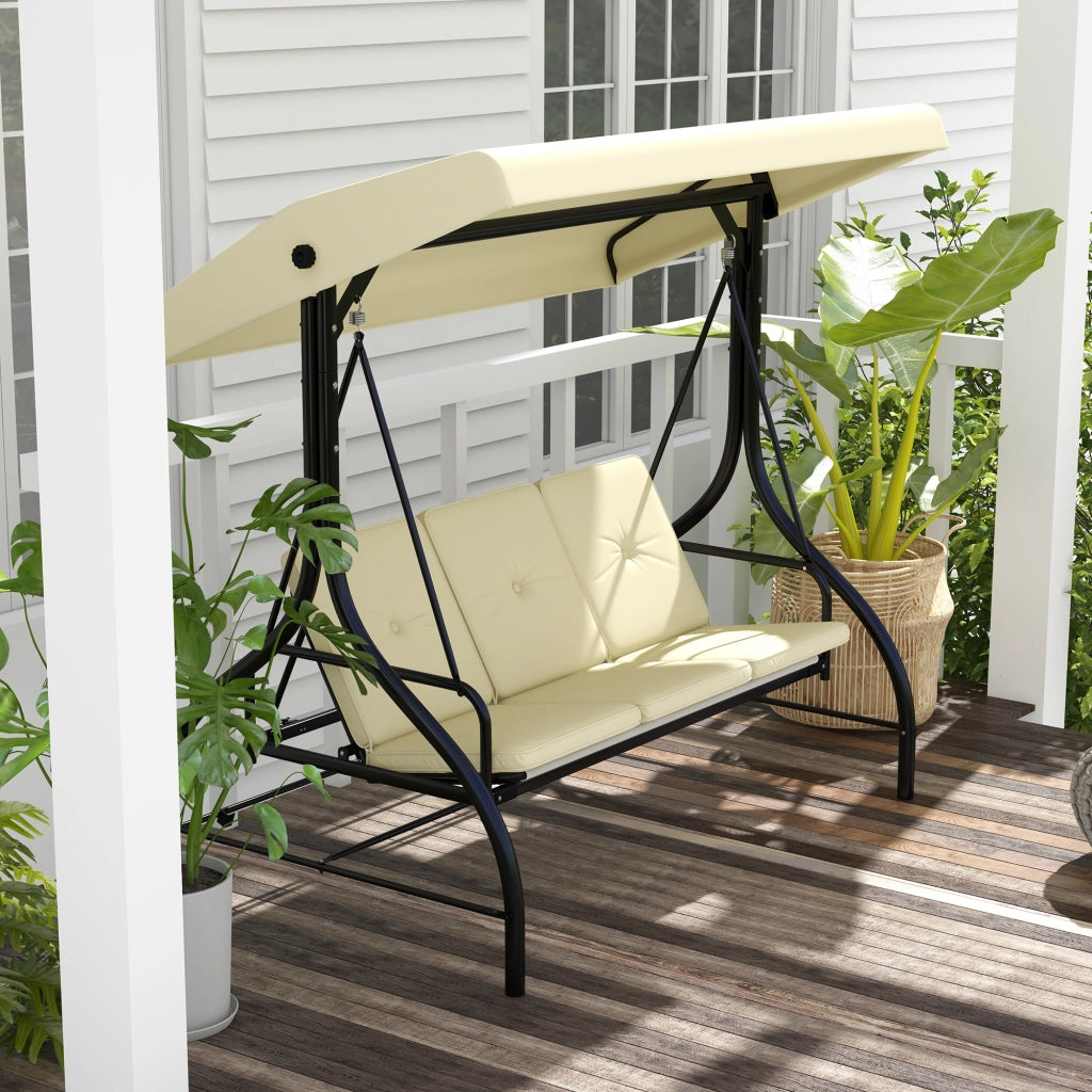 Comoda altalena a 3 posti con parasole resistente all'uso in giardino Veranda atmosfera rilassante