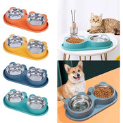 Trade Shop - Ciotola Alimentare Acciaio Anti Perdita Fontana Acqua Dispenser Cibo Cani Gatti -