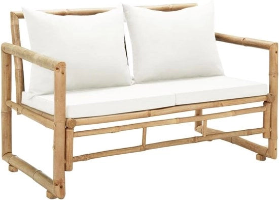Banco di Giardino in Bambù con Cuscino - Bancopendolo Resistente all'Acqua per Patio
