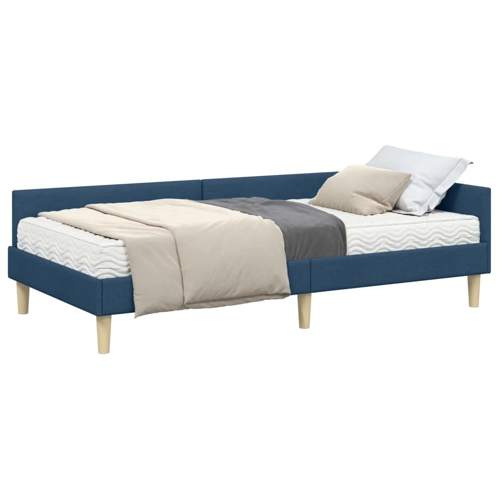 Struttura Letto Angolare con Materasso 2 pcs Blu Tessuto 3393668