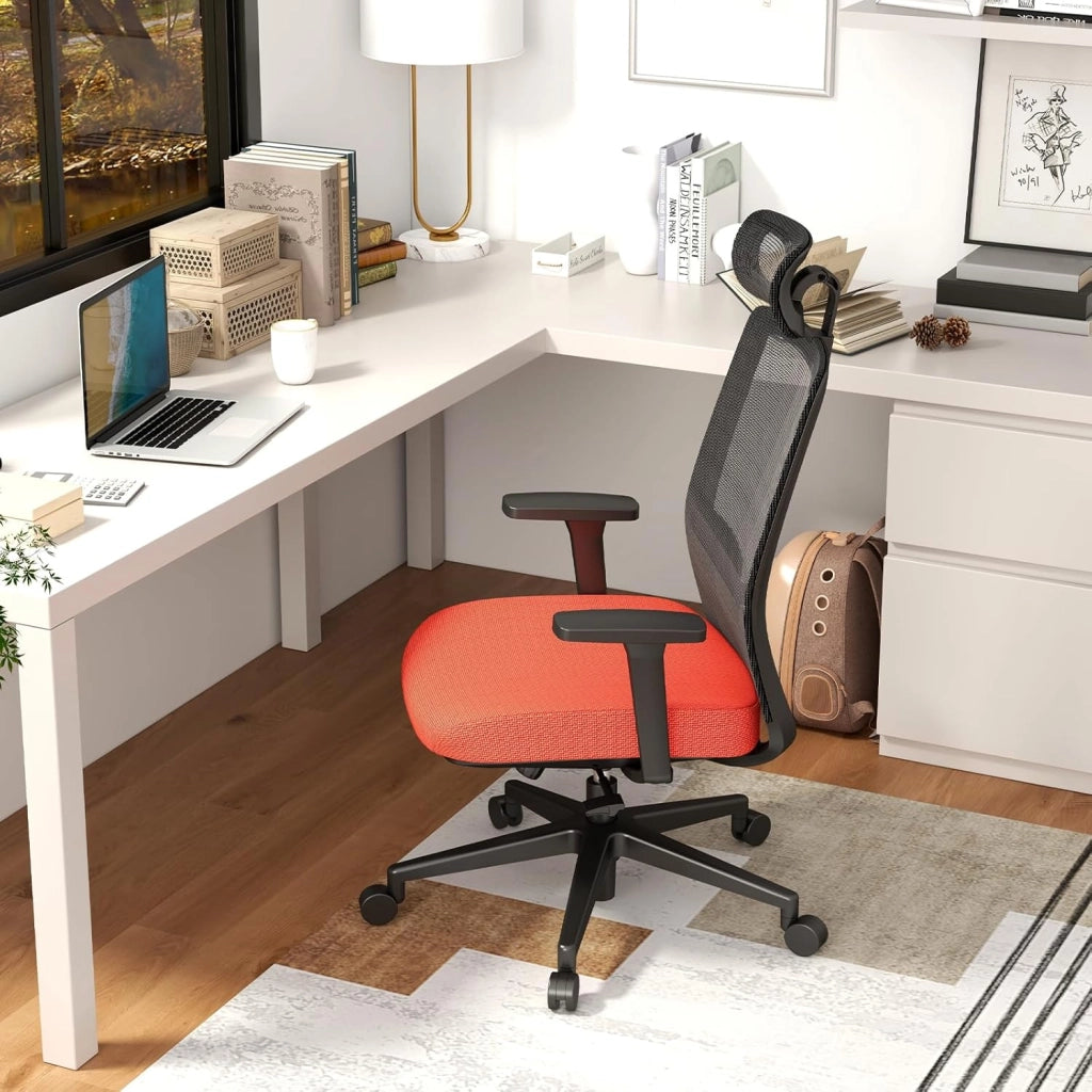 Sedia da ufficio ergonomica regolabile in altezza in rete, poltrona girevole da ufficio, comoda con ruote con poggiatesta, supporto lombare, per ufficio, riunione, studio, carico 180 kg