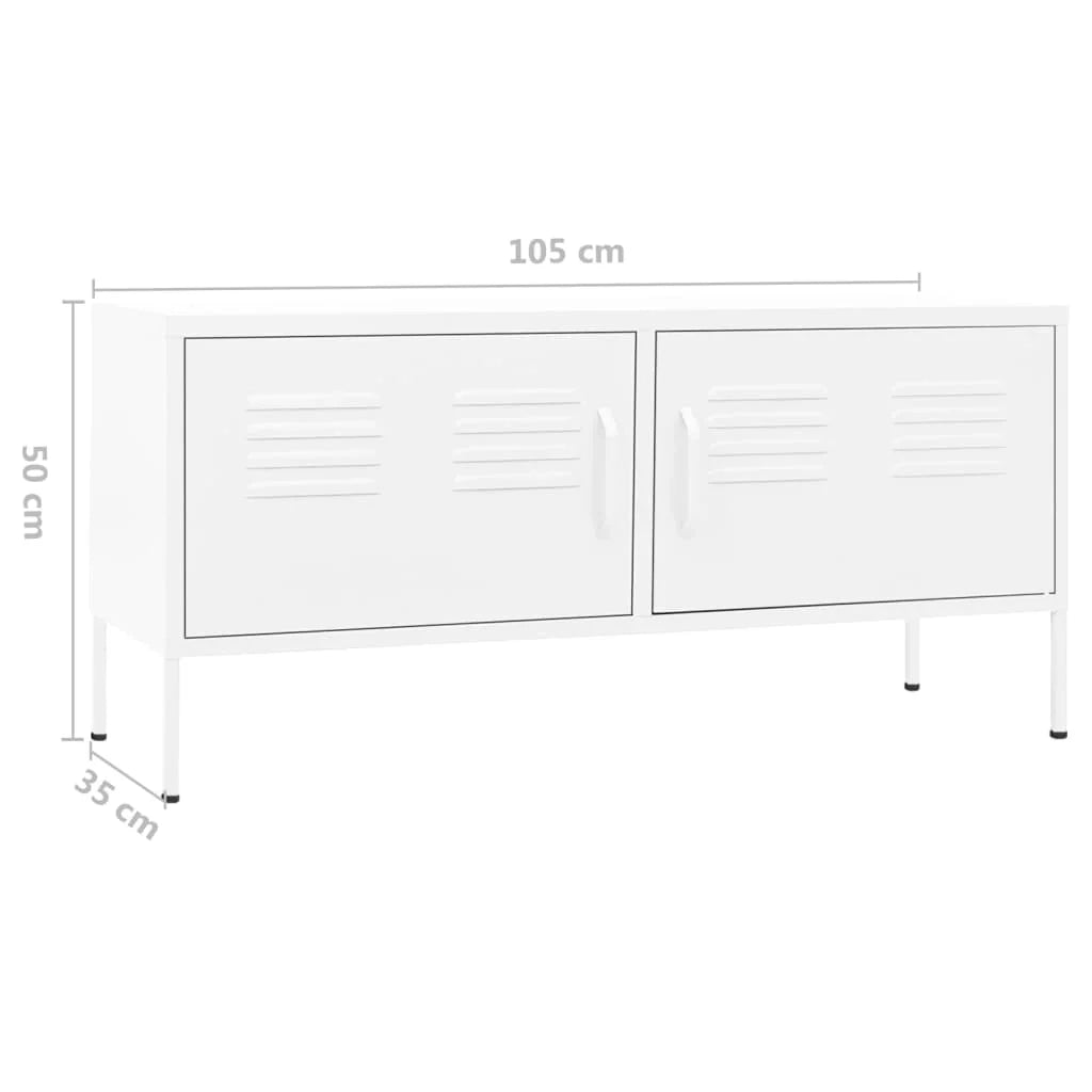 Mobile TV multimediale scaffale TV mobile TV sala da pranzo soggiorno camera da letto 105 x 35 x 50 cm acciaio bianco 02_0025687