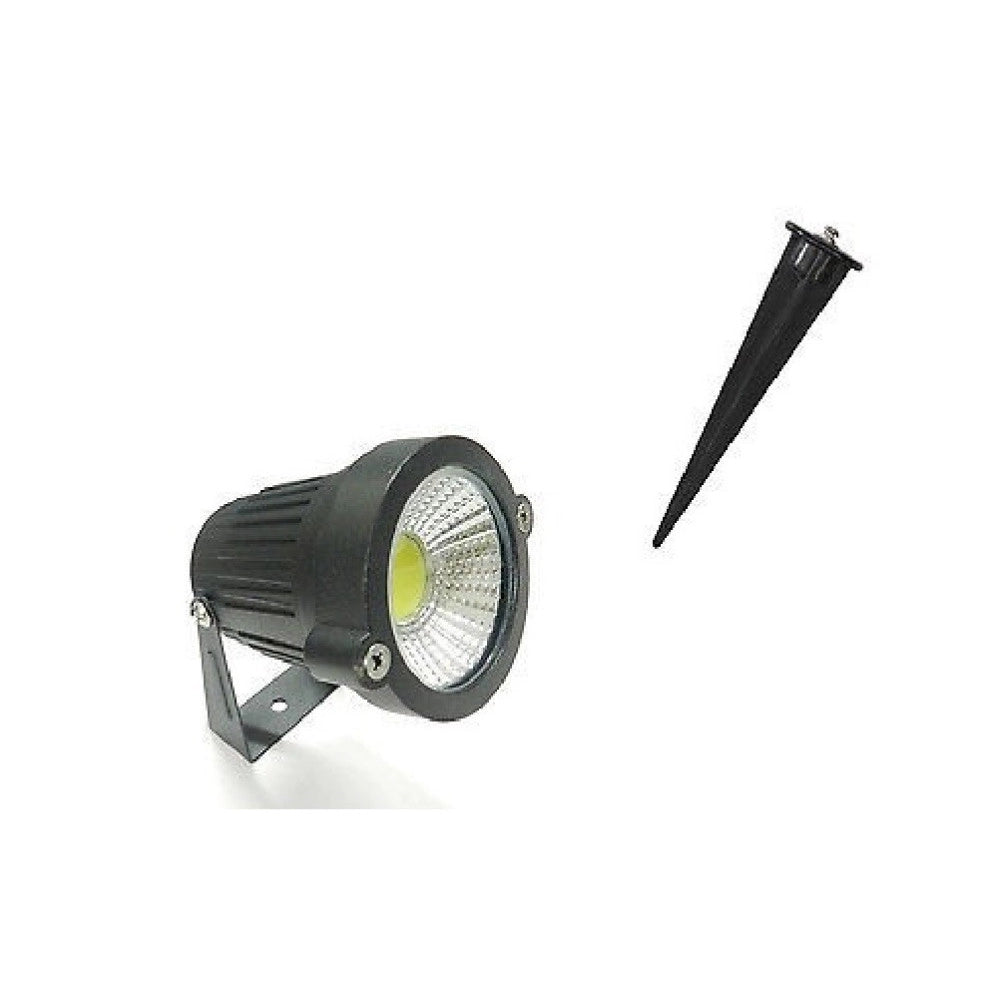 Trade Shop - Faretto Faro Cob Led Da Giardino 5w Watt Supporto Picchetto Luce Verde Ip 65 -