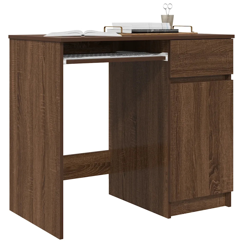 Scrivania Rovere Marrone 86x49x76 cm in Legno Multistrato