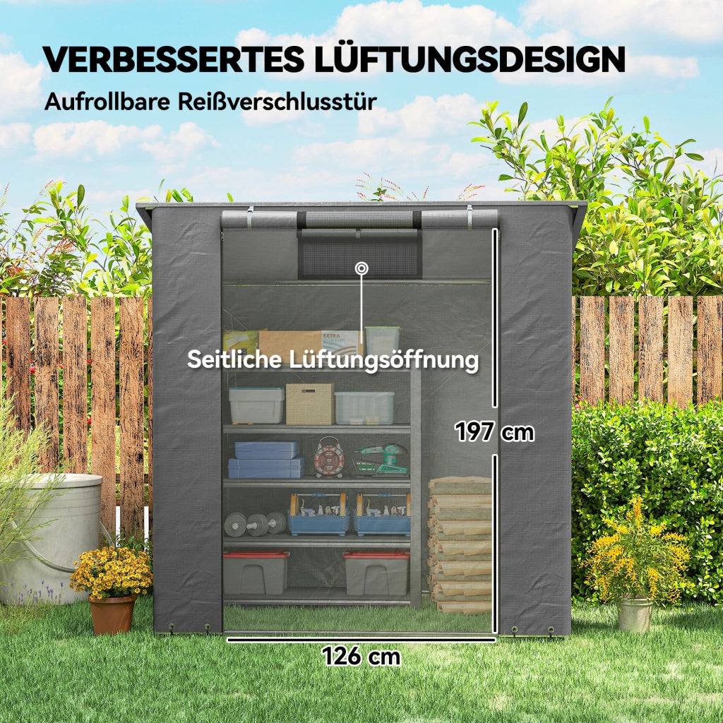 Tenda Garage 1.9x1.2 m ¨C Zephmum ¨C Impermeabile, Porta a Cerniera, Finestra di Ventilazione, Grigio Scuro