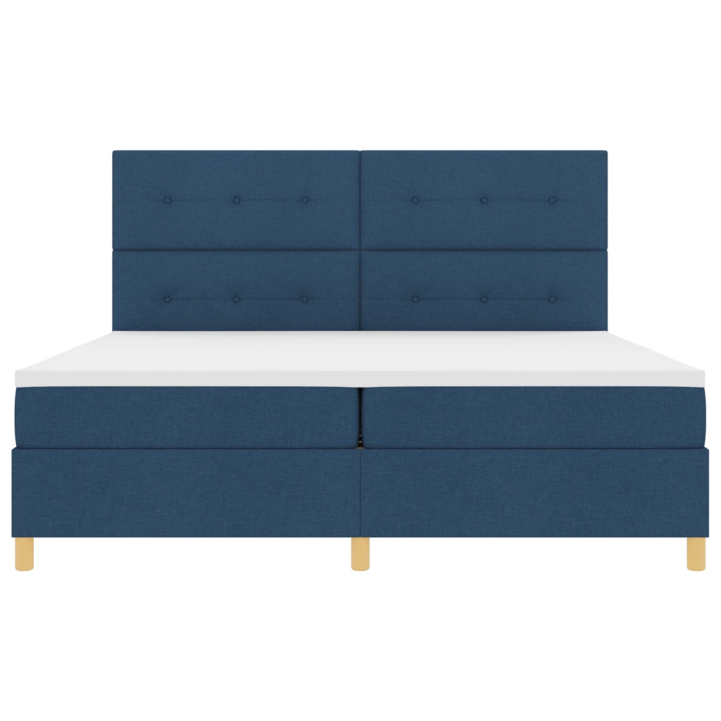 Letto con Box Spring e Materasso Blu 200x200 cm Tessuto