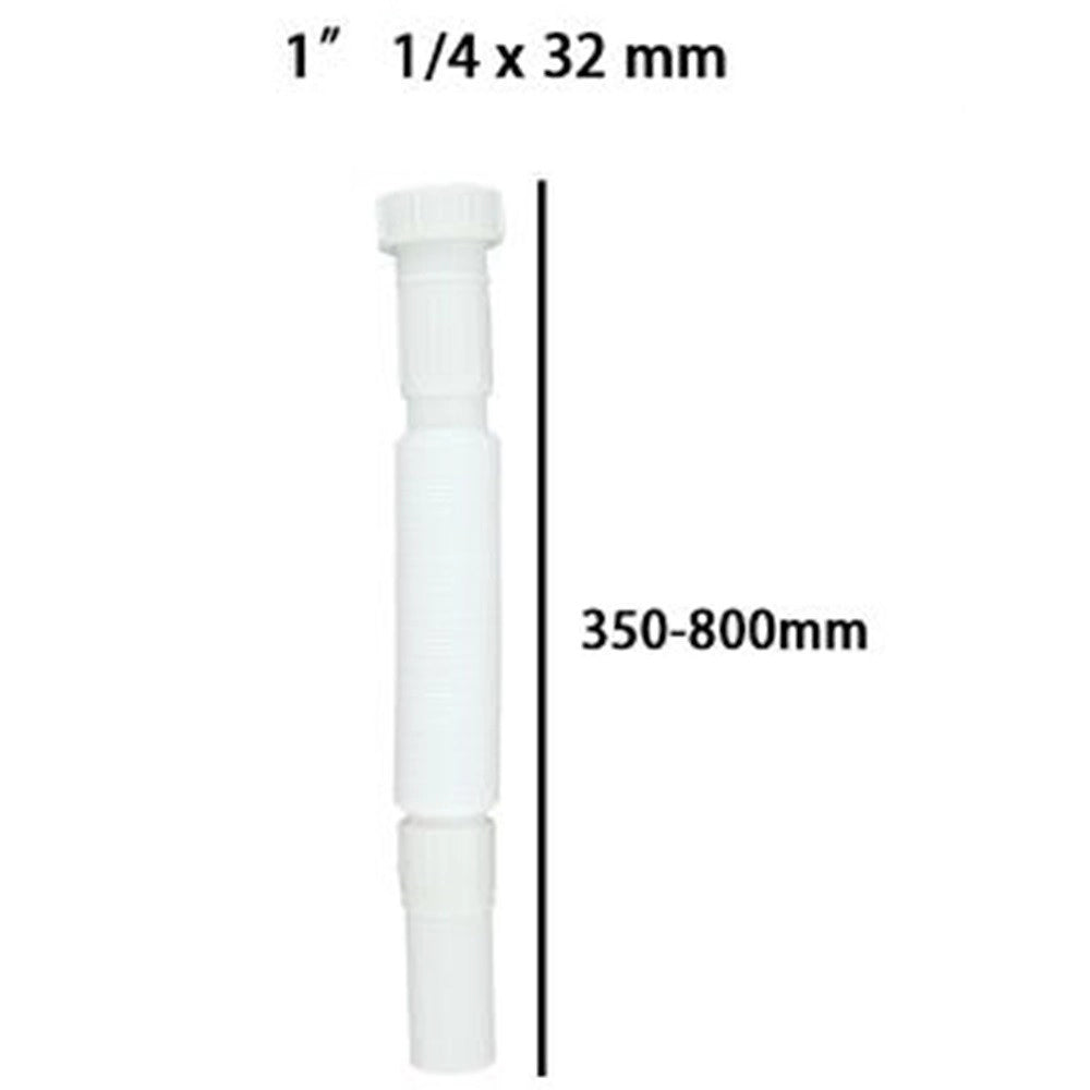 Trade Shop - Canotto Tubo Scarico Flessibile Estensibile Con Testa Plastica 1" 1/4x32mm 59952 -
