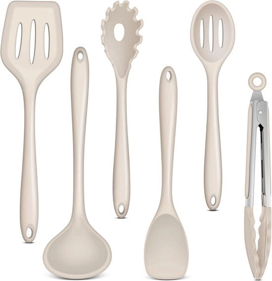 Set di accessori da cucina 6 pezzi in silicone con trattamento antiaderente, resistenti al calore, idonei per lavastoviglie.