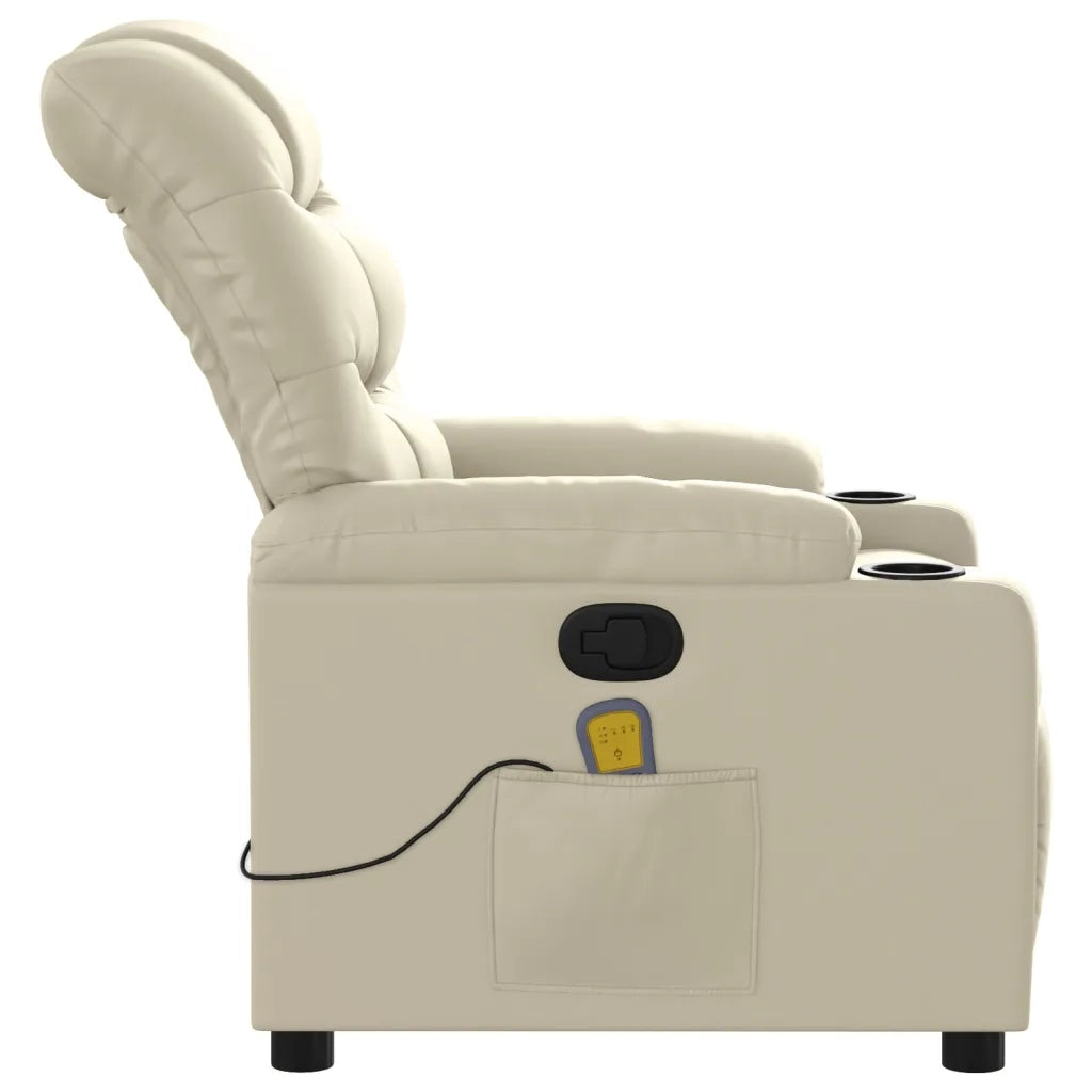 Divano Sedia-Poltrona reclinabile massaggiante in Similpelle Crema 579253