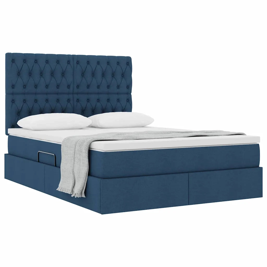 Letto con contenitore e materasso Blu 140 x 200 cm Poliestere
