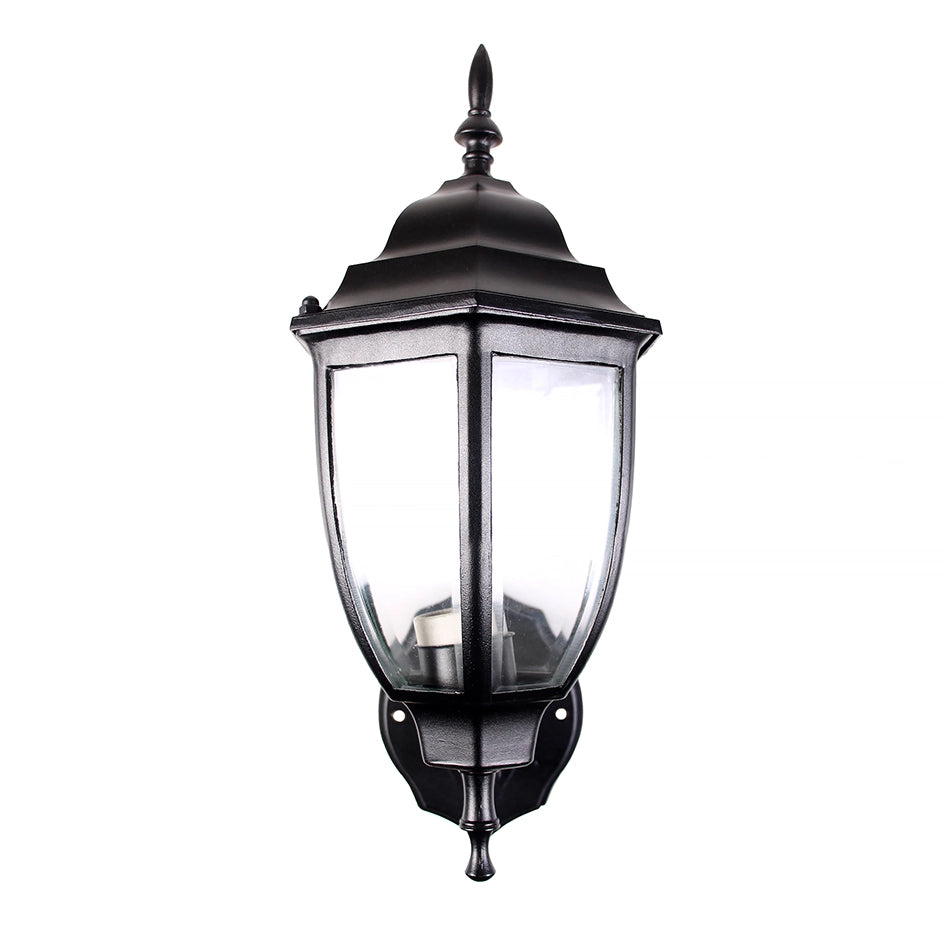 APPLIQUE DA ESTERNO A LANTERNA LAMPADA DA PARETE NERA IP45 CON ATTACCO E27 - ILLUMINAZIONE RETRO